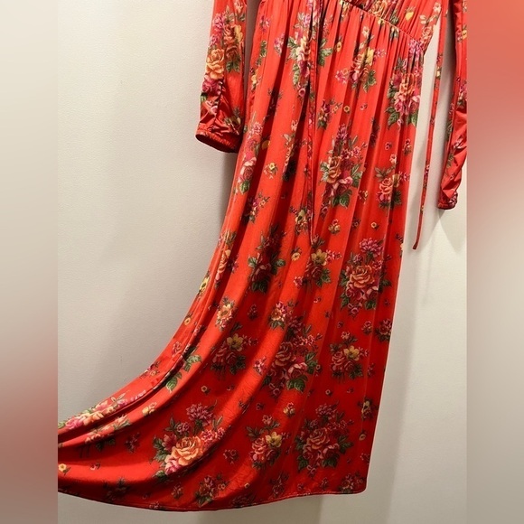 NWT & OTHER STORIES Orange Floral Midi Dress - Picture 6 of 12